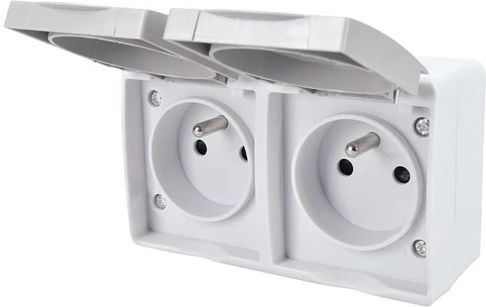 Solight 5B308 dvojzásuvka do vlhka IP54 pilka
