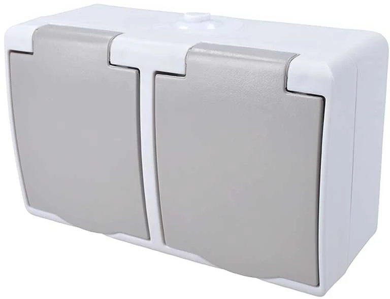 Solight 5B308 dvojzásuvka do vlhka IP54 pilka