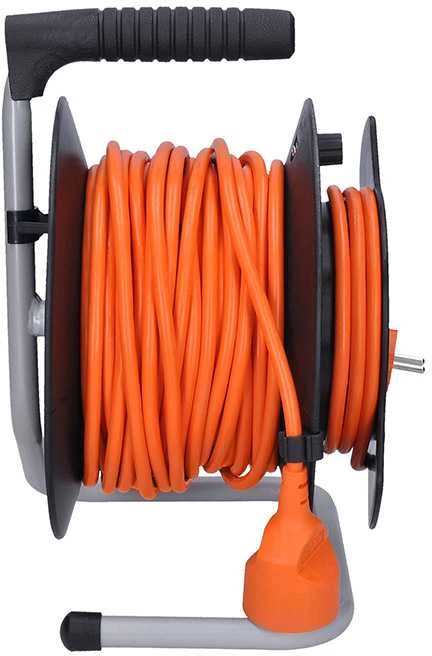 „Solight“ būgninis prailginimo laidas, 1 lizdas, 25 m, oranžinis kabelis, 3x 1,5 mm2