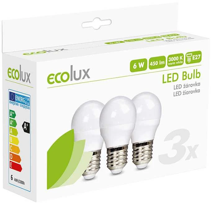 Solight ECOLUX LED lemputė Ecolux (E27) 3 pak. 6W