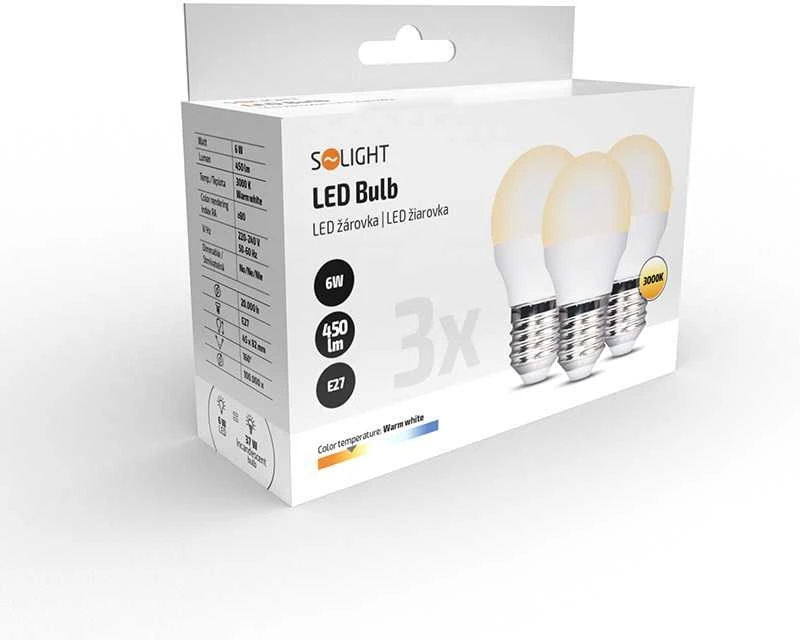 Solight ECOLUX LED lemputė Ecolux (E27) 3 pak. 6W