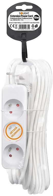 Solight prailginimo laidas, 3 lizdai, baltas, 10m