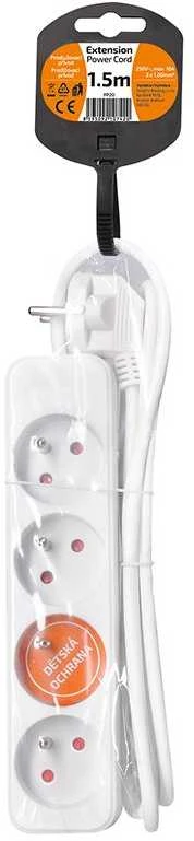 Solight ilgintuvas, 4 lizdai, baltas, 1,5m