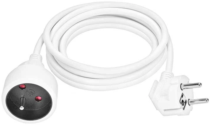 Solight prailginimo laidas - jungtis, 1 lizdas, 3m, 3 x 1mm2, baltas