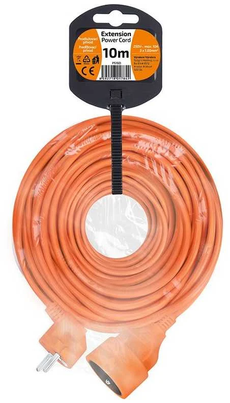 Solight prailginimo laidas - jungtis, 1 lizdas, 10m, 3 x 1mm2, oranžinis