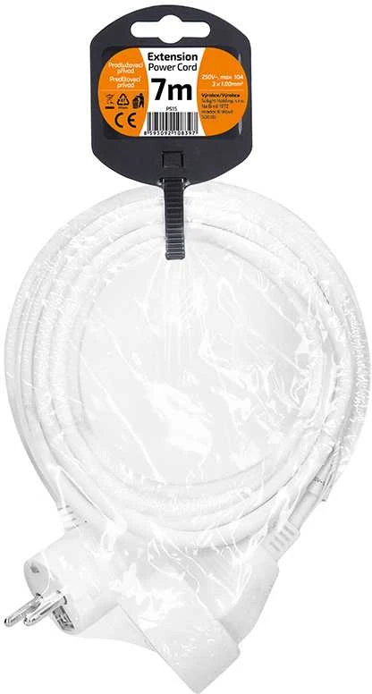 Solight prailginimo laidas - jungtis, 1 lizdas, 7m, 3 x 1mm2, baltas