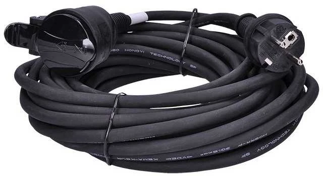 Solight prailginimo laidas - jungtis, 1 lizdas, 10m, 3 x 1,5mm2, guminis, juodas