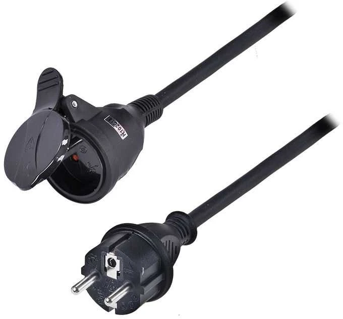 Solight prailginimo laidas - jungtis, 1 lizdas, 10m, 3 x 1,5mm2, guminis, juodas