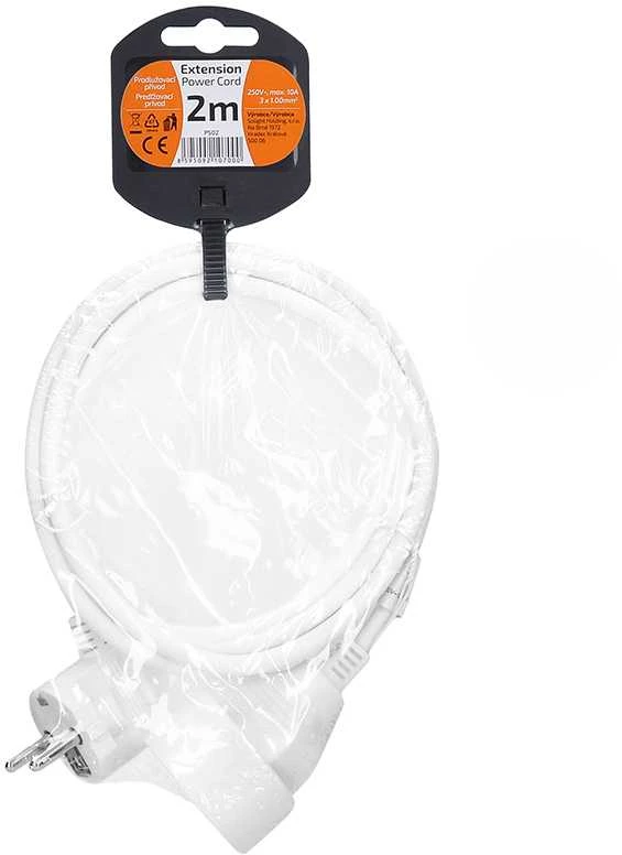 Solight prailginimo laidas - jungtis, 1 lizdas, 2m, 3 x 1mm2, baltas