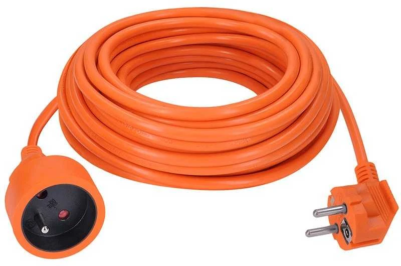 Solight prailginimo laidas - jungtis, 1 lizdas, 10m, 3 x 1mm2, oranžinis