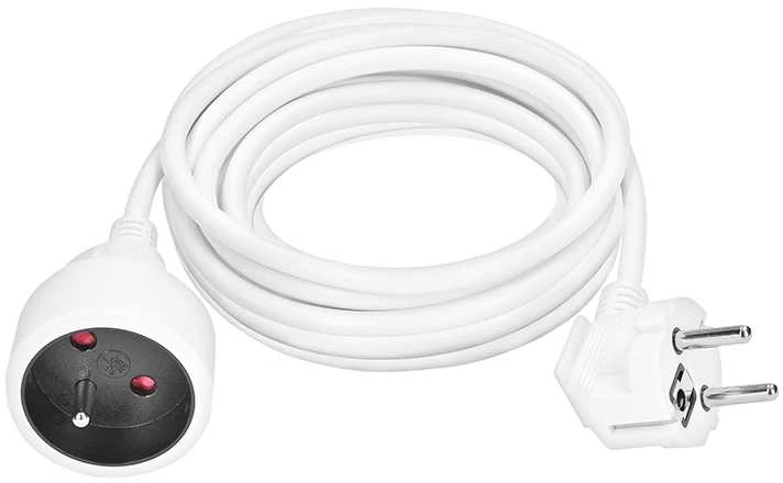 Solight prailginimo laidas - jungtis, 1 lizdas, 7m, 3 x 1mm2, baltas