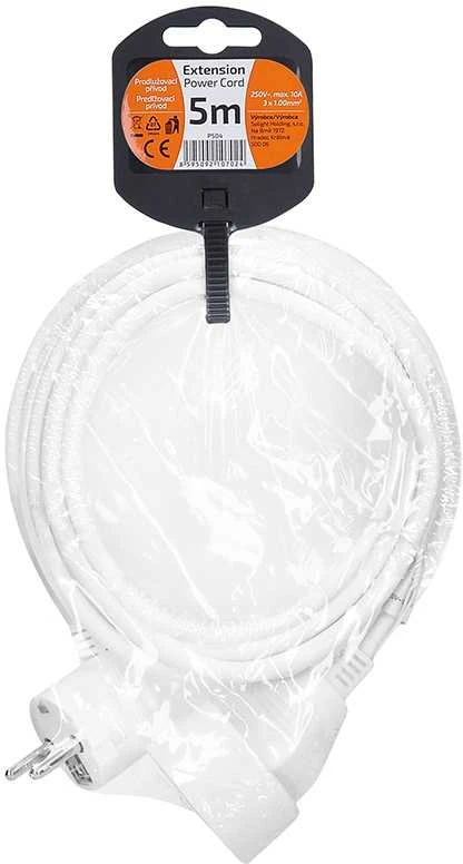 Solight prailginimo laidas - jungtis, 1 lizdas, 5m, 3 x 1mm2, baltas