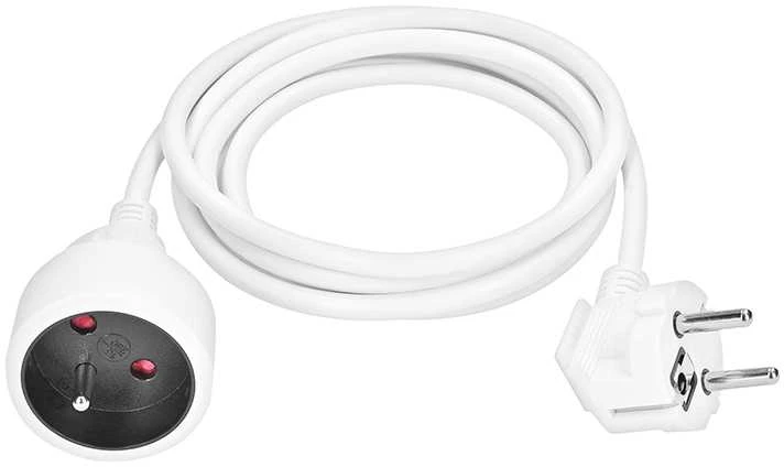 Solight prailginimo laidas - jungtis, 1 lizdas, 1,5m, 3 x 1mm2, baltas