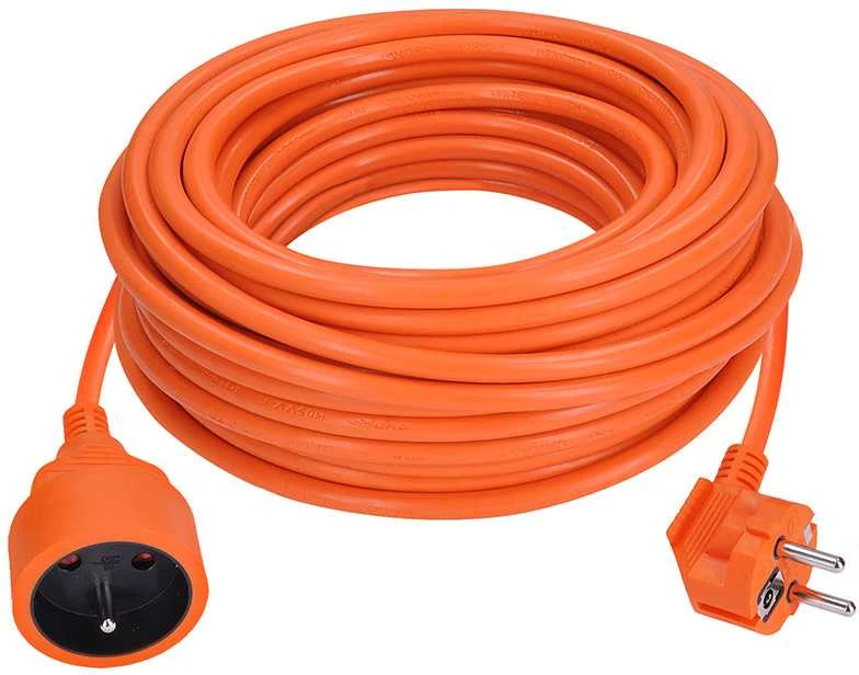 Solight prailginimo laidas - jungtis, 1 lizdas, 20m, 3 x 1,5mm2, oranžinis