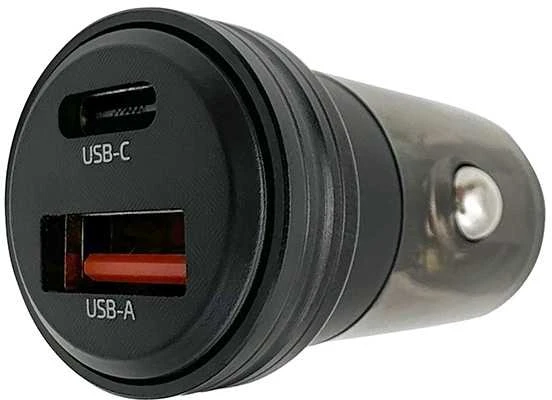 Solight automobilinio įkroviklio adapteris 30W USB-C + A, juodas