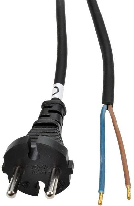 Solight flekso kabelis, 2x 1mm2, guminis, juodas, 5m