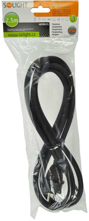 Solight flekso kabelis, 3x 1,5mm2, guminis, juodas, 2,5m