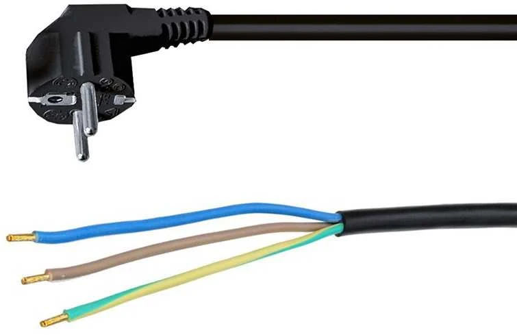 Solight flekso kabelis, 3x 1mm2, juodas, 2m