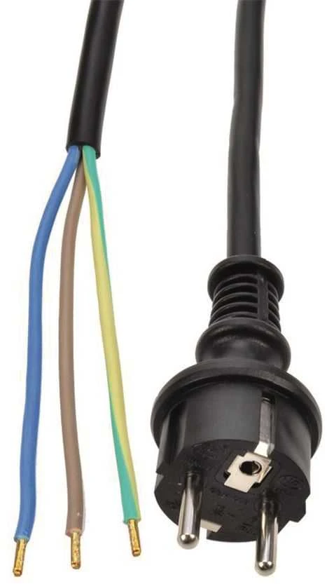 Solight flexo cable, 3x 1mm2, rubber, juodas, 2,5m