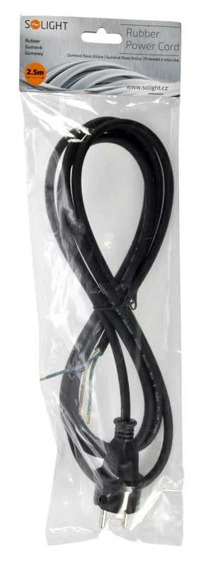 Solight flexo cable, 3x 1mm2, rubber, juodas, 2,5m
