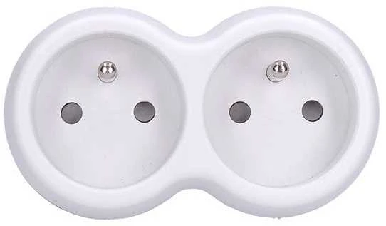 Solight hub, 2x 10A, baltas-pilkas