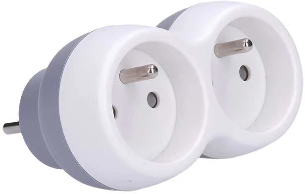 Solight hub, 2x 10A, baltas-pilkas