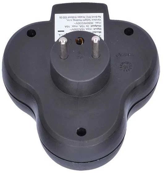 Solight hub, 3 x 10A, juodas, switch