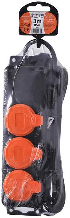 Solight ilgintuvas IP44, 3 lizdai, guminis kabelis, lauko, 3m