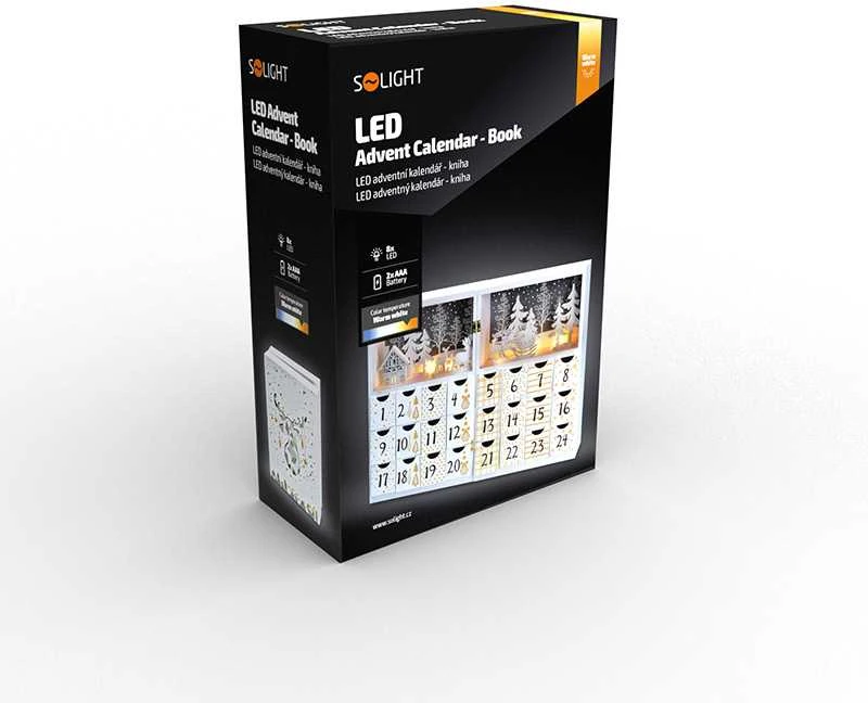 Solight LED dekoracinis advento kalendorius - knyga, 8x LED, 40x30cm, 2x AAA