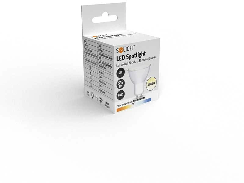 Solight LED lemputė, taškinė, 7W, GU10, 4000K, 595lm, baltas