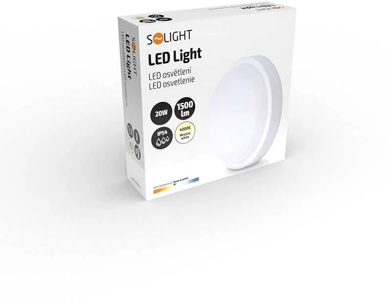 Solight LED lauko apšvietimas apvalus, 20W, 1500lm, 4000K, IP54, 20cm