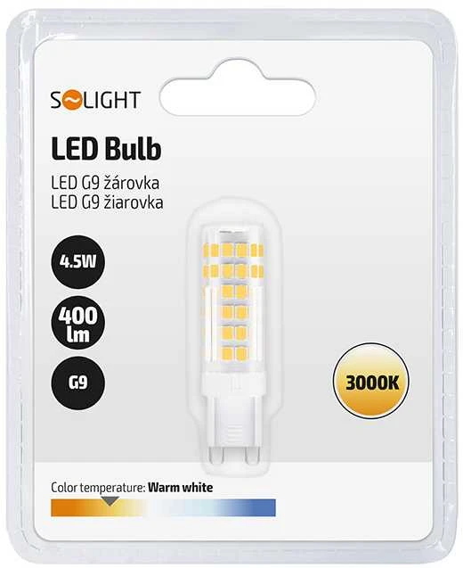 Solight LED lemputė G9, 4,5W, 3000K, 400lm