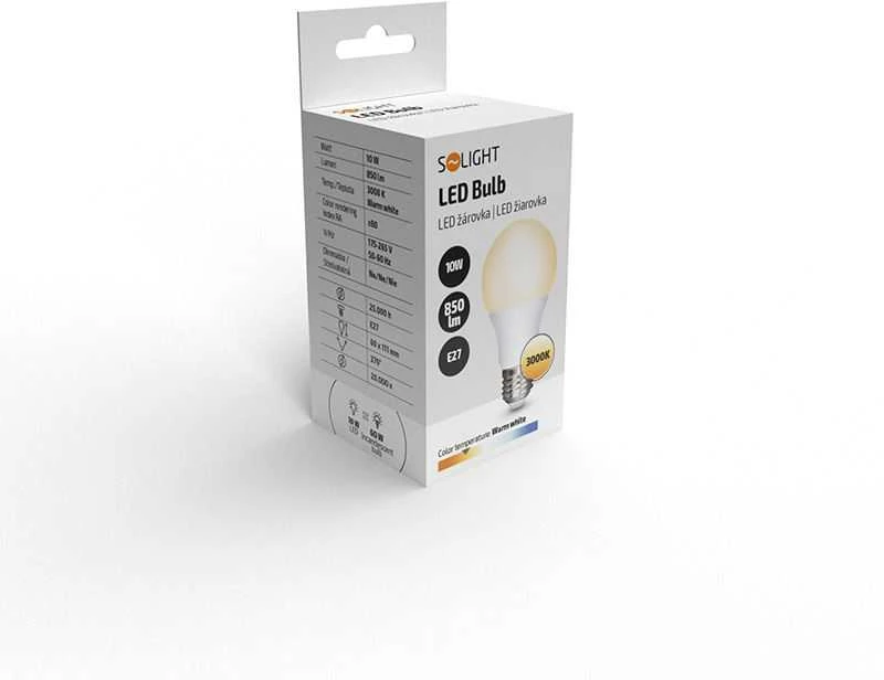 „Solight“ LED lemputė, klasikinės formos, 10 W, E27, 3000 K, 270°, 1100 lm