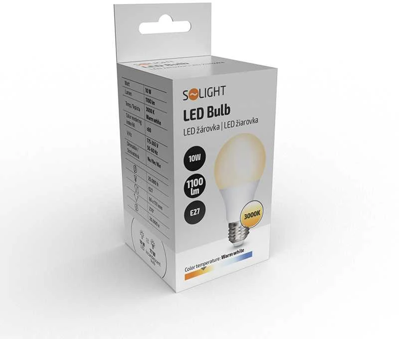 „Solight“ LED lemputė, klasikinės formos, 10 W, E27, 3000 K, 270°, 1100 lm