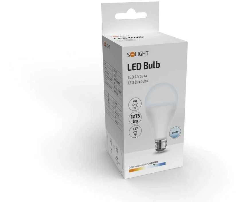Solight LED lemputė, klasikinė forma, 15W, E27, 6000K, 220°, 1275lm