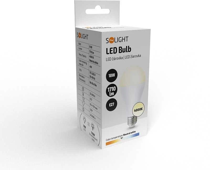 Solight LED lemputė, klasikinė forma, 18W, E27, 4000K, 270°, 1710lm