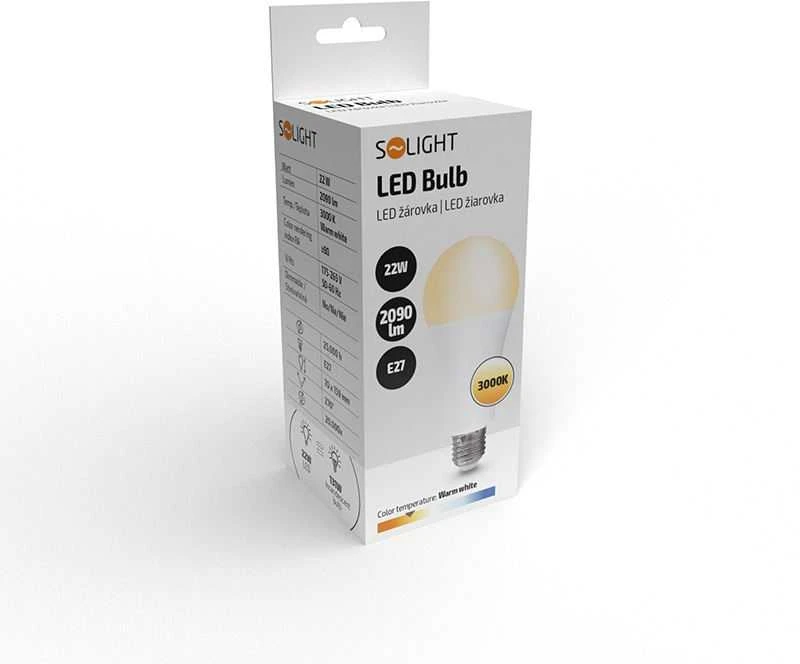 Solight LED lemputė, klasikinė forma, 22W, E27, 3000K, 270°, 2090lm
