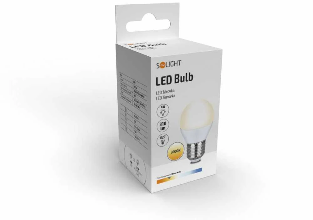 Solight LED lemputė, mini gaublys, 4W, E27, 3000K, 340lm