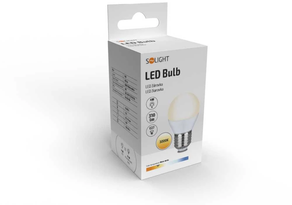 Solight LED lemputė, mini gaublys, 4W, E27, 3000K, 340lm