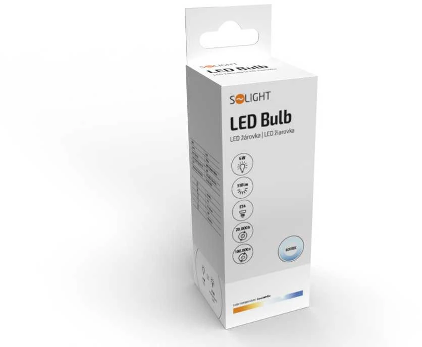 Solight LED lemputė, žvakė, 6W, E14, 6000K, 510lm