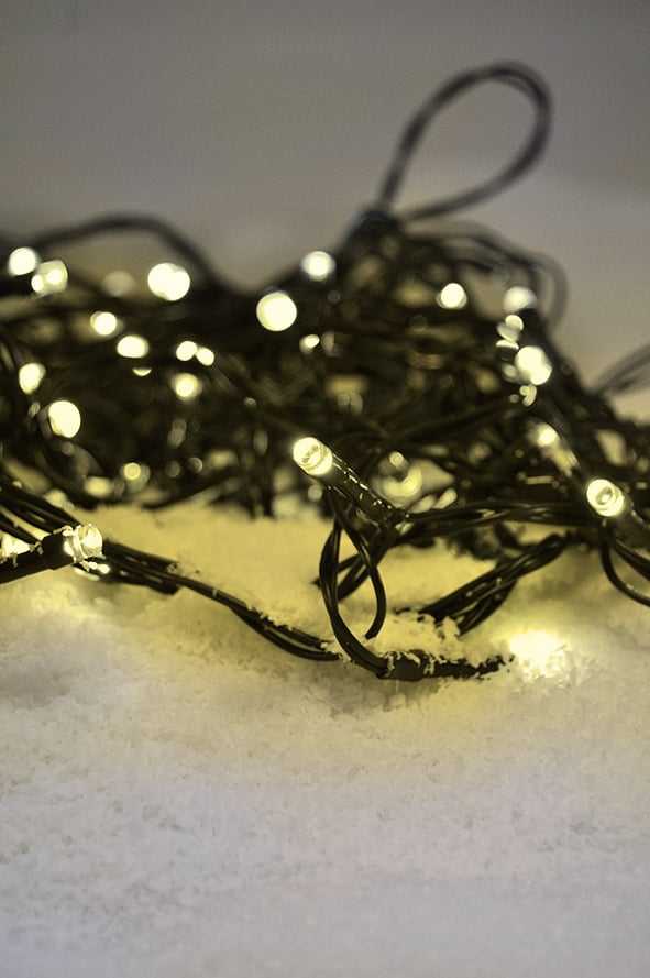 Solight LED lauko kalėdinė grandinėlė, 200 LED, 20m, 5m laidas, 8 funkcijos, laikmatis, IP44, šiltas baltas
