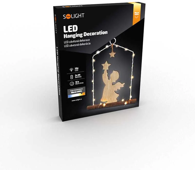 Solight LED pakabinama dekoracija - angelas, 20x LED, 2xAA
