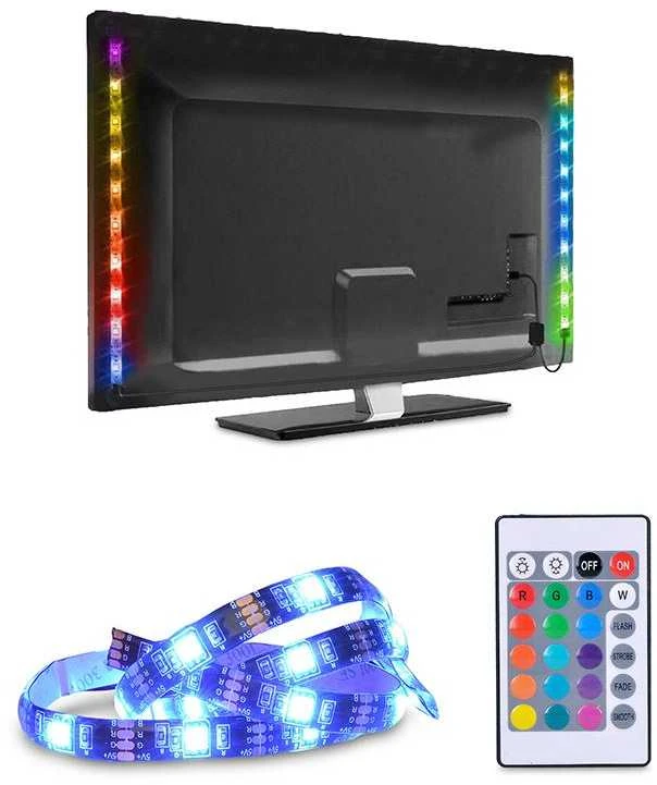 Solight LED RGB juostelė televizoriui, 2x 50cm, USB, jungiklis, pultelis