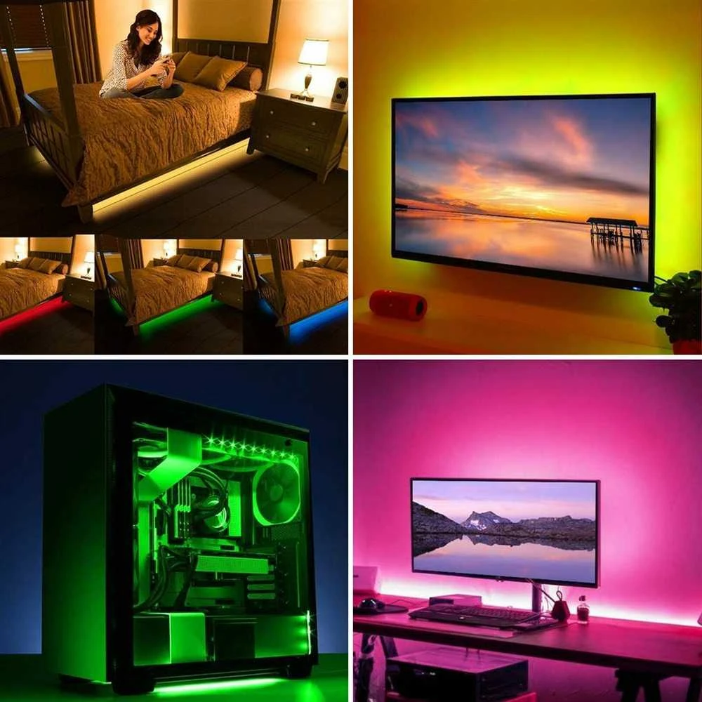 Solight LED RGB juostelė televizoriui, 2x 50cm, USB, jungiklis, pultelis