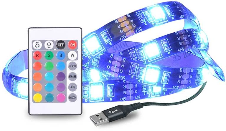 Solight LED RGB juostelė televizoriui, 2x 50cm, USB, jungiklis, pultelis