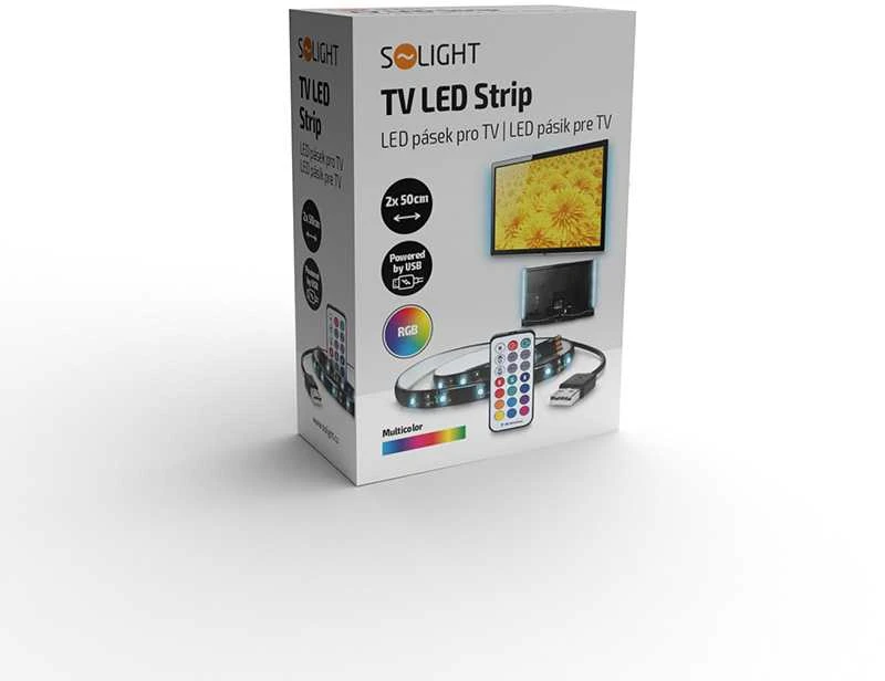 Solight LED RGB juostelė televizoriui, 2x 50cm, USB, jungiklis, pultelis