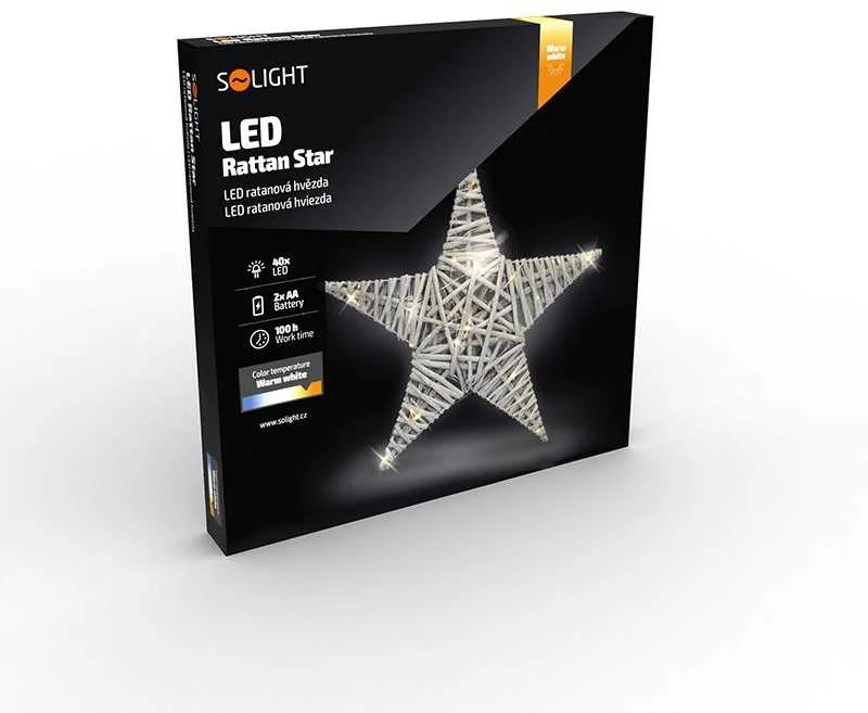 Solight LED rotango žvaigždė, 40x LED, 2xAA, 40cm