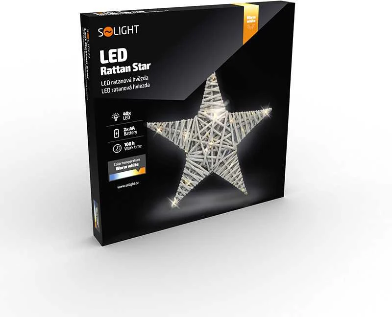 Solight LED rotango žvaigždė, 40x LED, 2xAA, 40cm