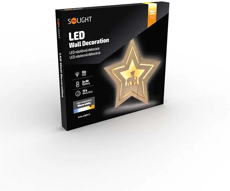 Solight LED sienų dekoravimo puansetija, 24x LED, 2x AA
