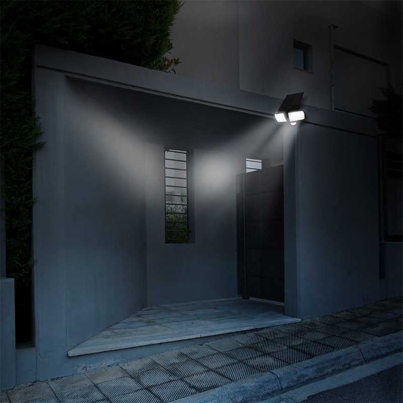 Pakabinamas šviestuvas Solight LED saulės šviestuvas su jutikliu, 8W, 600lm, Li-on, juodas